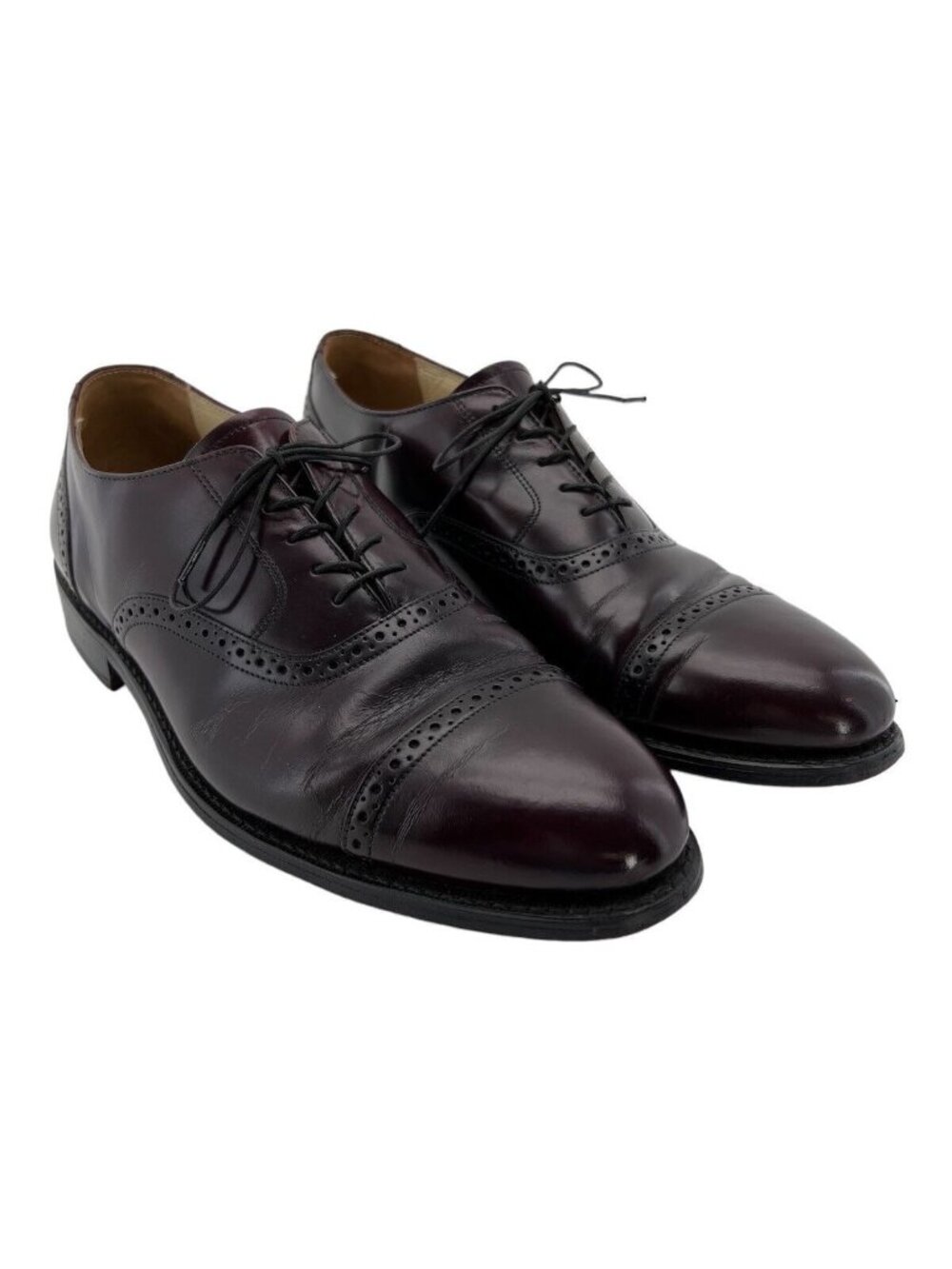 Bostonian Shoe Mens Size 11.5 D Burgandy Impressions Cap Toe Oxfords